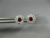 ESTATE .63CT DIAMOND & AAA RUBY 18KT WHITE GOLD 3D CLUSTER FLOWER STUD EARRINGS