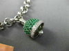 ESTATE 3.01CT WHITE BLACK DIAMOND & MULTI GEM 14K WHITE GOLD BELL CHARM BRACELET