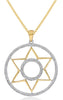 ESTATE .59CT DIAMOND 14K 2 TONE GOLD DOUBLE CIRCLE OF LIFE STAR OF DAVID PENDANT