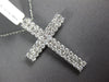 ESTATE LARGE 2.0CT DIAMOND 14KT WHITE GOLD 3D CLASSIC TWO ROW CROSS PENDANT