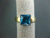 ESTATE WIDE 2.0CT AAA EXTRA FACET BLUE TOPAZ 14K TWO TONE GOLD SQUARE RING #1018