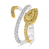 WIDE 1.08CT WHITE & FANCY YELLOW DIAMOND 14KT 2 TONE GOLD PEAR SHAPE SNAKE RING