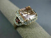 LARGE 4.82CT DIAMOND AAA MORGANITE & GARNET 14K ROSE 3D 3 STONE ENGAGEMENT RING