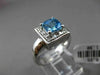 ESTATE 1.55CT DIAMOND & AAA BLUE TOPAZ 14KT WHITE GOLD CLASSIC SQUARE HALO RING