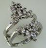 ESTATE .84CT DIAMOND 14KT WHITE GOLD 3D CLUSTER DOUBLE V INSERT ANNIVERSARY RING