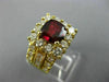 LARGE 4.1CT ROUND & BAGUETTE DIAMOND & RUBY 18K YELLOW GOLD HALO ENGAGEMENT RING