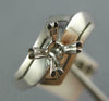ESTATE 18K WHITE GOLD FOUR PRONG MATTE & SHINY SEMI MOUNT ENGAGEMENT RING #24594