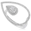 .33CT DIAMOND 18K WHITE GOLD ROUND & BAGUETTE CLUSTER DOUBLE PEAR SHAPE FUN RING