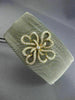 ESTATE WIDE .62CT DIAMOND 18K GOLD & STAINLESS STEEL FLOWER MESH BANGLE BRACELET