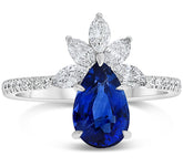 WIDE 2.53CT DIAMOND AAA SAPPHIRE 14KT WHITE GOLD MULTI SHAPE CLUSTER FLORAL RING