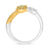 LARGE 1.21CT WHITE & FANCY YELLOW DIAMOND 14KT 2 TONE GOLD MULTI SHAPE LOVE RING