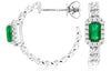 .70CT DIAMOND & AAA EMERALD 14KT WHITE GOLD 3D SQUARE & ROUND HALO HOOP EARRINGS