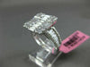 LARGE 2.18CT ROUND & BAGUETTE DIAMOND 18K WHITE GOLD 3D SQUARE PROMISE LOVE RING
