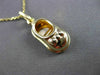 ESTATE 14KT YELLOW GOLD SHINY BABY DRESS SHOE CHARM PENDANT & CHAIN #23512