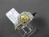 ESTATE 2.13CT GIA FANCY YELLOW DIAMOND 18K TWO TONE GOLD 3 STONE ENGAGEMENT RING