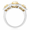 LARGE 2.78CT WHITE & FANCY YELLOW DIAMOND 18KT 2 TONE GOLD OVAL ENGAGEMENT RING