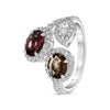 LARGE 2.66CT DIAMOND AAA PINK & BROWN SAPPHIRE 14KT WHITE GOLD 3 STONE LOVE RING