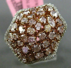 ESTATE EXTRA LARGE GIA 3.31CT DIAMONDS 18KT TWO TONE GOLD STAR CLUSTER LOVE RING