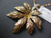 ESTATE LARGE .04CT DIAMOND 14KT ROSE GOLD 3D HANDCRAFTED FALLING LEAF PENDANT