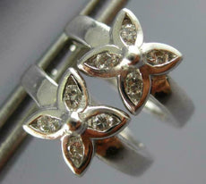 ESTATE .20CT DIAMOND 14KT WHITE GOLD 3D FLOWER BUTTERFLY HUGGIE EARRINGS #629