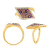 LARGE 1.17CT DIAMOND & AAA AMETHYST & PINK SAPPHIRE 14K YELLOW GOLD 3D LOVE RING