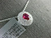 ESTATE .68CT DIAMOND & AAA RUBY 18KT WHITE GOLD OVAL DOUBLE HALO CLASSIC PENDANT