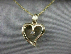 ESTATE SOLITAIRE DIAMOND SMALL OPEN HEART 14KT YELLOW GOLD FANCY PENDANT ##1093