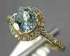 ESTATE .91CT DIAMOND & AAA AQUAMARINE 14KT ROSE GOLD ROUND HALO ENGAGEMENT RING