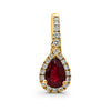 1.23CT DIAMOND & AAA RUBY 18KT YELLOW GOLD PEAR SHAPE SOLITAIRE HANGING EARRINGS