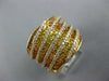 LARGE 3.6CT DIAMOND & AAA RAINBOW YELLOW SAPPHIRE 14K YELLOW GOLD MULTI ROW RING