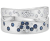 WIDE .54CT DIAMOND & AAA SAPPHIRE 14K WHITE GOLD ROUND DOUBLE BAND ETOILE RING
