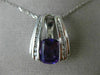 LARGE 2.20CT DIAMOND & AAA AMETHYST 14K WHITE GOLD 3D CUSHION TRIANGULAR PENDANT