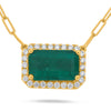 2.58CT DIAMOND & AAA EMERALD 18K YELLOW GOLD EMERALD CUT SOLITAIRE LOVE NECKLACE
