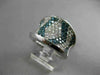 ESTATE WIDE 2.86CT WHITE & BLUE DIAMOND 14KT WHITE GOLD 3D CONCAVE COCKTAIL RING