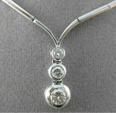 ESTATE .55CT DIAMOND 18KT WHITE GOLD FLOATING THREE STONE DROP NECKLACE #15056