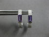 .72CT DIAMOND & AAA AMTHEYST 14K WHITE GOLD EMERALD CUT & ROUND HUGGIE EARRINGS