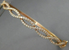 ESTATE WIDE 1.02CT DIAMOND 14KT ROSE GOLD INFINITY SEMI ETERNITY BANGLE BRACELET