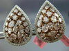6.01CT WHITE & FANCY PINK DIAMOND 18K WHITE & ROSE GOLD 3D CLUSTER PEAR EARRINGS
