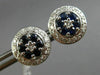 ANTIQUE 1.45CT DIAMOND & AAA SAPPHIRE 18KT WHITE GOLD 3D FLOWER EARRINGS #10817