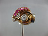 ANTIQUE WIDE 1.0CT OLD MINE DIAMOND & AAA RUBY 14K WHITE & ROSE GOLD RING #22261