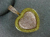LARGE .80CT WHITE & FANCY YELLOW DIAMOND 18K WHITE & ROSE GOLD 3D HEART PENDANT