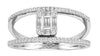 WIDE .45CT DIAMOND 18K WHITE GOLD ROUND & BAGUETTE DOUBLE ROW INVISIBLE FUN RING