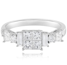 1.04CT DIAMOND 18KT WHITE GOLD MULTI SHAPE INVISIBLE FRIENDSHIP ENGAGEMENT RING
