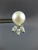 LARGE .90CT DIAMOND & AAA SOUTH SEA PEARL 14KT WHITE GOLD 3D STUD EARRINGS #2917