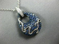 ESTATE 2.51CT DIAMOND & SAPPHIRE 18KT WHITE & BLACK GOLD TEAR DROP SWIRL PENDANT