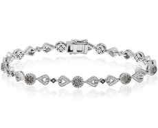 1.66CT WHITE & CHOCOLATE FANCY DIAMOND 14KT WHITE & BLACK GOLD FLOWER BRACELET