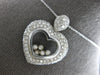 ESTATE LARGE 1.50CT DIAMOND 14KT WHITE GOLD HEART PAVE FUN LOVE FLOATING PENDANT