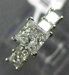 ESTATE 1.31CT PRINCESS DIAMOND 14K WHITE GOLD CLASSIC FIVE STONE ENGAGEMENT RING