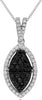 .71CT WHITE & BLACK DIAMOND 14KT WHITE GOLD MARQUISE SHAPE HALO FLOATING PENDANT