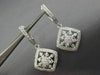 ESTATE LARGE .79CT DIAMOND 14KT WHITE GOLD SQUARE FLOWER HUGGIE HANGING EARRINGS